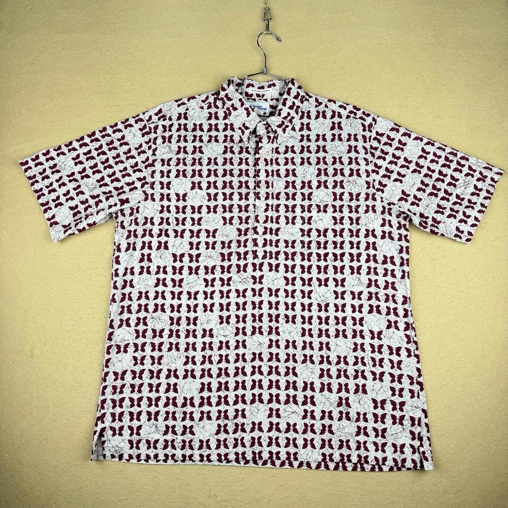 Vintage Reyn Spooner Butterfly Egyptian Cotton Button Shirt Men’s 2XL Red White